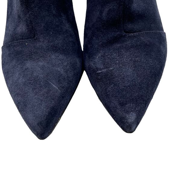 Rag & Bone Blue Suede Leather 3" Stiletto Heeled Moto Ankle Boots Zips Size 7 - Picture 4 of 16